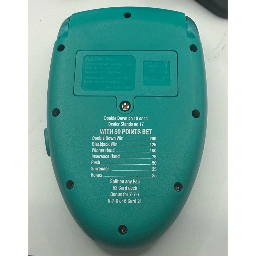Vintage Radica Lighted Poker Handheld Electronic Game 2003 Green Tested Working‎